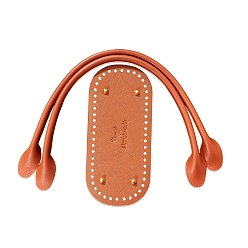 Сэнди Коричневый Pu кожа вязание крючком овальные сумки дно и ручки сумки, песчаный коричневый, 520 мм, база: 220x100 мм