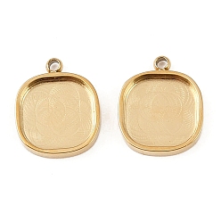 Квадрат 304 Настройки кабошон из нержавеющей стали кулон, ионное покрытие (ip), реальный 18 k позолоченный, квадратный, лоток : 8x8 мм, 11x9.5x2 мм, отверстие : 1 мм