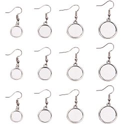 Antique Silver DIY Earring Making Sets, with Alloy Earring Hooks and Transparent Glass Cabochons, Antique Silver, 103x17mm, 80pcs/box