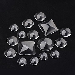 Clear Glass Cabochons, Mixed Shapes, Clear, 14~25x14~25x7mm