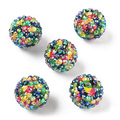 Зеленый Круглый смолы горный хрусталь бисер, бусины из жевательной резинки для самодельных ручек, брелки и ювелирные изделия ручной работы, с акриловыми шариками внутри, зелёные, 20x18 мм, отверстие : 2.9 мм