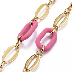 Темно-Розовый Латунные овальные звенья ручной работы, с акриловыми связующими кольцами, несварные, реальный 18 k позолоченный, темно-розовыми, ссылка: 8.5x6.5x2мм и 24x12x2мм, акрил: 27.5x16.5x4.5 мм.