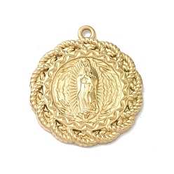 Настоящее золото 18K 304 подвески из нержавеющей стали, подвеска-цветок с изображением Девы Марии, вакуумное покрытие pvd, реальный 18 k позолоченный, 25.5x22.5x2.5 мм, отверстие : 1.6 мм