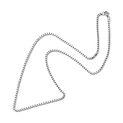 Нержавеющая Сталь Цвет Устойчивые к потускнению 304 ожерелья из нержавеющей стали с цепочкой-коробкой, цвет нержавеющей стали, 21.85 дюйм (55.5 см)