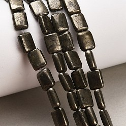 Пирит Нити из бусин из натурального золотого пирита/золотого пирита, прямоугольные, 8~8.5x6~7x3~4 мм, отверстие : 0.8 мм, около 24 шт / нитка, 7.76'' (19.7 см)