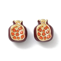 Золотой Прелести сплава Rhinestone, гранат в эмалированном стиле, золотые, 12.5x10.5x8.5 мм, отверстие : 1.6 мм