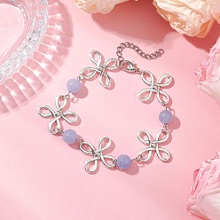 Другие Кварцы Сплав натуральный другой кварц браслеты для женщин, цветок, платина, 7-3/4 дюйм (19.6 см) в длину + 40 удлинитель мм