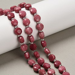 Родонит Природные родонит бисер нитей, плоско-круглые, граненые, с бисером, 7~7.5x7.5~8x4.5~5 мм, отверстие : 1 мм, около 19~21 шт / нитка, 7.52~7.60'' (19.1~19.3 см)