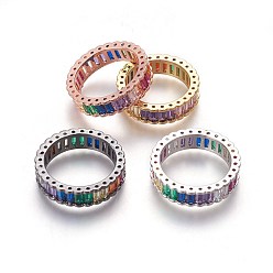 Mixed Color Cubic Zirconia Rings, with Brass Findings, Mixed Color, Size 7, 17mm
