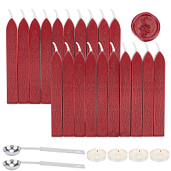 Dark Red DIY Scrapbook Kits, Including Candle, Stainless Steel Spoon and Sealing Wax Sticks, Dark Red, 9x1.1x1.1cm, 20pcs