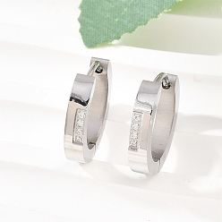 Нержавеющая Сталь Цвет 304 серьги-кольца из нержавеющей стали с прозрачным кубическим цирконием, с 316 ушными шпильками из хирургической нержавеющей стали, цвет нержавеющей стали, 16x3 мм