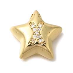 Letter X Стойка металлическая латунная микропрофилированная кубическая циркония подвески, долговечный, без кадмия и без свинца, буквы, реальный 18 k позолоченный, Письмо X, 15.5x16.5x5.5 мм, отверстие : 3 мм