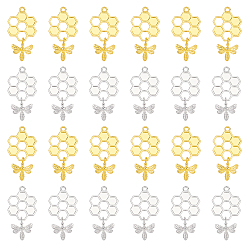 (52) Непрозрачная лаванда Подвески из сплава , пчелы и соты, для изготовления ювелирных изделий, без кадмия и без свинца, разноцветные, 47x24 мм, отверстие: 2 мм, 20pcs / цвет, 2 цветов, 40 шт / коробка