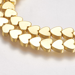 Golden Plated Electroplate Non-magnetic Synthetic Hematite Beads Strands, Heart, Golden Plated, 5x6x2mm, Hole: 1mm, about 81~83pcs/strand, 16.1 inch~16.5 inch
