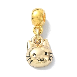 Черный Подвески из эмали и сплава, с поручнями из алюминиевой трубы, золотые, 3d подвеска в форме кошки, чёрные, 20.5 мм, отверстие : 3 мм