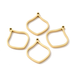 Настоящее золото 24K Ионное покрытие (ip) 304 подвески из нержавеющей стали с открытой задней панелью, для diy уф смолы, эпоксидная смола, Прессованные цветочные украшения, лепестки цветка, реальный 24 k позолоченный, 33.5x28x3 мм, отверстие : 2 мм