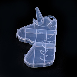 Прозрачный Пластмассовый шарик контейнеры, 8 отсеков, единорог, прозрачные, 16.2x9.7x2.5 см, отверстия: 1.9x1 cm