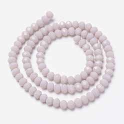 Creamy White Opaque Solid Color Glass Beads Strands, Faceted, Rondelle, Thistle, 2x1.5mm, Hole: 0.4mm, about 195pcs/strand, 11 inch(28cm)