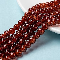 Saddle Brown Spray Painted Crackle Glass Beads Strands, Round, Saddle Brown, 8mm, Hole: 1.3~1.6mm, about 100pcs/strand, 31.4 inch