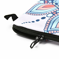 Aqua Polyester Tarp Zip Cosmetic Pouches, Rectangle with Flower Pattern, Aqua, 14.4x21.7x2.1cm