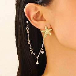 Light Gold Серьги-каффы из сплава для женщин, морская звезда, золотой свет, 100 мм