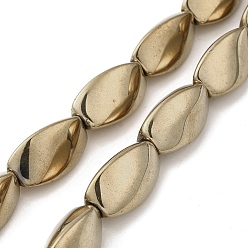 Light Gold Plated Electroplated Non-magnetic Synthetic Hematite Beads Strands, Long-Lasting Plated, Twist, Light Gold Plated, 20~21x11.5~12x11mm, Hole: 1.8mm, about 20pcs/strand, 16.02''(40.7cm)