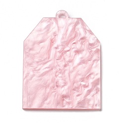 Pink Acrylic Big Pendants, Imitation Gemstone Style, for DIY Making Keychain, Polygon, Pink, 59x44.5x2.5mm, Hole: 4mm