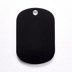 Noir Pendentifs en aluminium, pet tag, rectangle, noir, 38x25x1mm, Trou: 3.5mm
