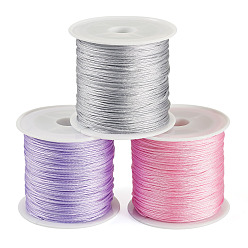 Mixed Color 3 Rolls 3 Colors Nylon Braided Cord, Chinese Knotting Cord for Jewelry Making Macrame Craft, Mixed Color, 0.8mm, 38~40m/Roll, 1 roll/color