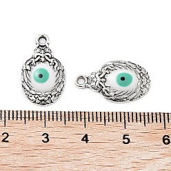 Mixed Color Alloy Enamel Pendants, Bird with Evil Eye Charm, Cadmium Free & Nickel Free & Lead Free, Antique Silver, Mixed Color, 20x11.5x2mm, Hole: 1.6mm