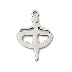 Нержавеющая Сталь Цвет 201 подвески из нержавеющей стали, прелести танцовщицы, цвет нержавеющей стали, 18x12.5x1 мм, отверстие : 1.4 мм