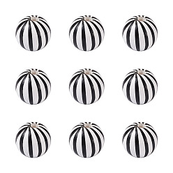 Белый Натуральные деревянные бусы, ювелирные аксессуары своими руками, круглый с узором в полоску, белые, 5/8 дюйм (16 мм), отверстие : 4 мм