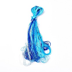 Dodger Blue Real Silk Embroidery Threads, Friendship Bracelets String, 8 Colors, Gradient color, Dodger Blue, 1mm, 20m/bundle, 8 bundles/set