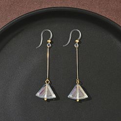 Прозрачный Гальванопокрытие 304 серьги-подвески из нержавеющей стали и смолы, золотые, прозрачные, 60x16 мм