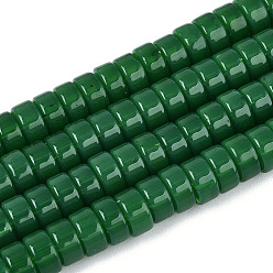 Зеленый Стеклянные бусины, имитация нефрита , плоско-круглые, зелёные, 6~6.5x3~3.5 мм, отверстие : 0.8 мм, около 114~116 шт / нитка, 14.76~14.96 дюйм (37.5~38 см)