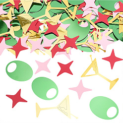 Mixed Color 1 Set Paper Confetti, Party Decoration, Cocktail/Star/Oval, Mixed Color, 46.5~80x42.5~51x0.3mm, 200pcs/set