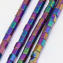 (966) Внутренний цвет Кристалл / Лиловато-лиловый на подкладке Гальванизировать немагнитных синтетический гематит бисер пряди, шестиугольник, класс А, с покрытием разноцветным, 3x3 мм, отверстие : 1 мм, около 127 шт / нитка, 16 дюйм