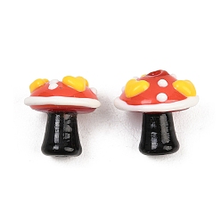 Черный Эмалевые бусины ручной работы в технике лэмпворк, бусины ручной работы, гриб, чёрные, 17.5~18.5x15~15.5 мм, отверстие : 1.2 мм