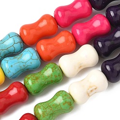 (52) Непрозрачная лаванда Окрашенные синтетические бирюзовые бусы нити, длинная форма барабана, разноцветные, 13.5x8 мм, отверстие : 0.7 мм, около 29 шт / нитка, 15.47'' (39.3 см)