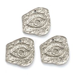 Нержавеющая Сталь Цвет Не тускнеющие 304 подвески из нержавеющей стали, глаз, цвет нержавеющей стали, 16x15.5x2 мм, отверстие : 1 мм