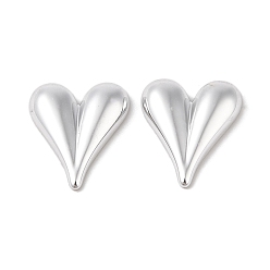 Platinum CCB Plastic Cabochons, Heart, Platinum, 24x20x4.5mm