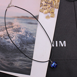 Близнецы Светящийся цинковый сплав и стекло, плоские круглые подвески с созвездием, черные корейские вощеные шнуры, ожерелья, платина, Близнецы, 17.72 дюйм (45 см)