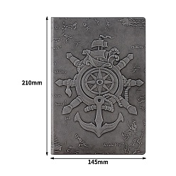 Серый 3блокнот из искусственной кожи с тиснением d, a5 журнал образцов якоря и руля, для школьных канцелярских принадлежностей, серые, 210x145 мм
