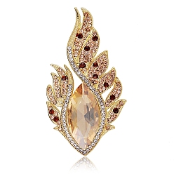 Нарцисс Брошь из золотого сплава, булавка для лацкана со стразами, перо, бледно-желтый цвет, 60x33 мм