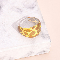 Шампанско-Желтый Акриловые перстни, леопардовым принтом, шампанское желтый, внутренний диаметр: 18 мм
