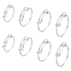Stainless Steel Color 304 Stainless Steel Wire Wrap Expandable Adjustable Ring for Women, Stainless Steel Color, US Size 5 1/4(15.9mm)~US Size 9(18.9mm), 2pcs/style