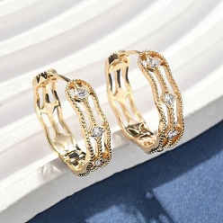 Настоящее золото 18K Прямоугольные серьги-кольца из латуни с прозрачным кубическим цирконием, реальный 18 k позолоченный, 21x22.5x5.5 мм