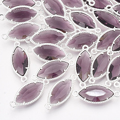 Серо-розавый Стеклянные ссылки, с посеребренными выводами из экологически чистого сплава, граненые, лошадиный глаз , увядшая роза, 21x9x4 мм, отверстие : 1.2 мм