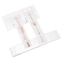 Blanc 120 Cartes de présentation en papier pour bijoux (bracelets), rectangle, avec 120 pièces de sachets de rangement rectangulaires en cellophane à fermeture hermétique, blanc, 19.5x4x0.05 cm