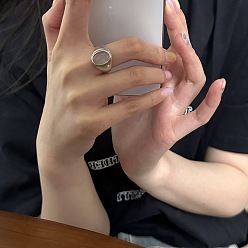 Нефрит Овальные кольца из натурального нефрита, запонки из стерлингового серебра 925 с родиевым покрытием, платина, внутренний диаметр: 17~19 мм